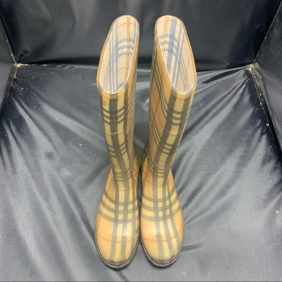 BURBERRY Haymarket Rain Boots Plaid Check Pattern - Picture 3 of 11